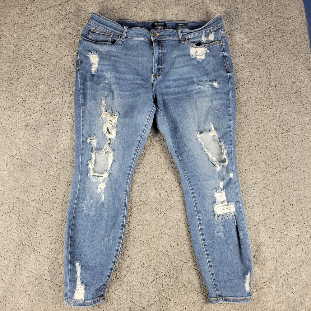Judy Blue Jeans Womens 22W Blue‎ Skinny Fit Distressed Stretch Denim High Rise